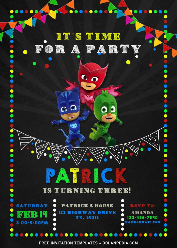 7+ Cool PJ Masks Themed Birthday Invitation Templates For Your Kid's Birthday Party