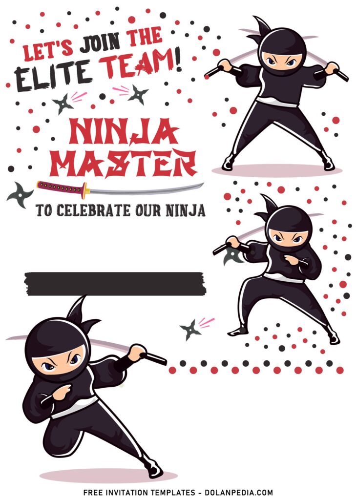11+ Super Cool Ninja Themed Birthday Invitation Templates with Ninja Master wording