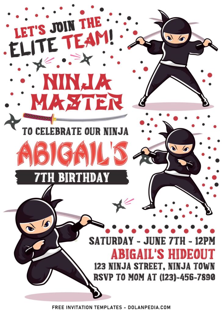 11+ Super Cool Ninja Themed Birthday Invitation Templates