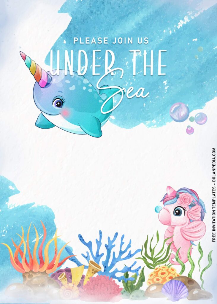 7+ Under The Sea Birthday Invitation Templates For All Sea Lovers with cute unicorn seahorse and whale