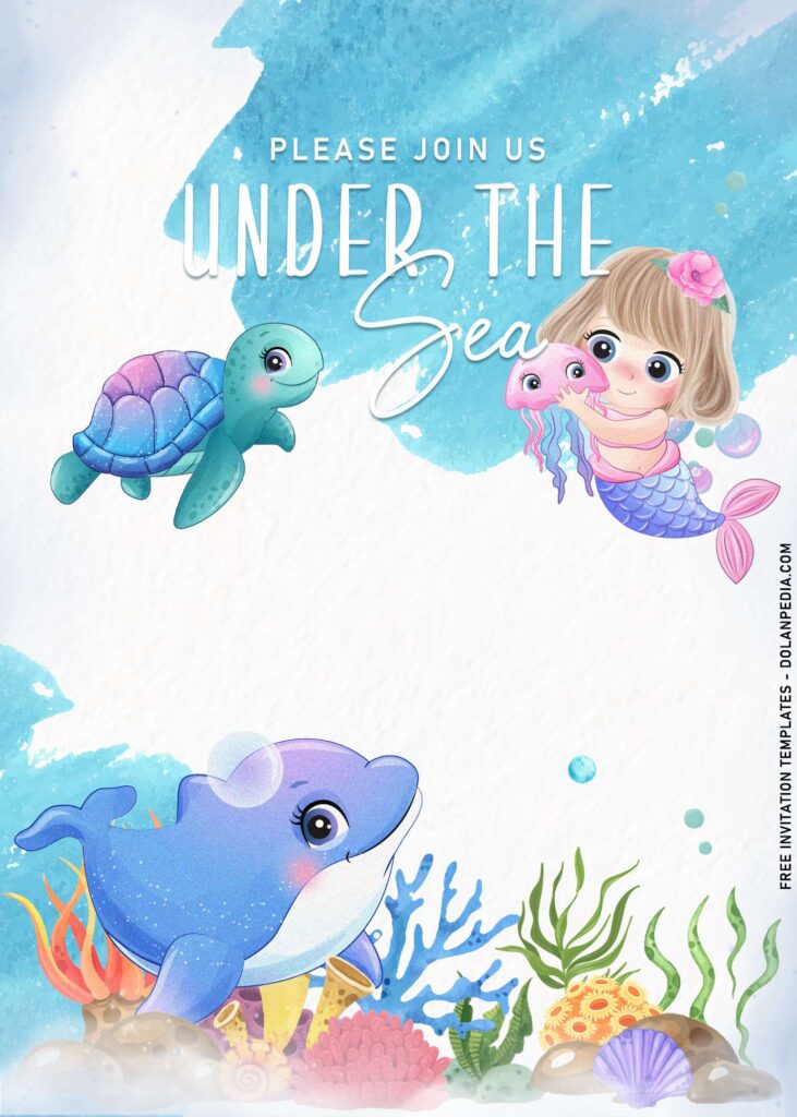 7+ Under The Sea Birthday Invitation Templates For All Sea Lovers with turtle and dolphin