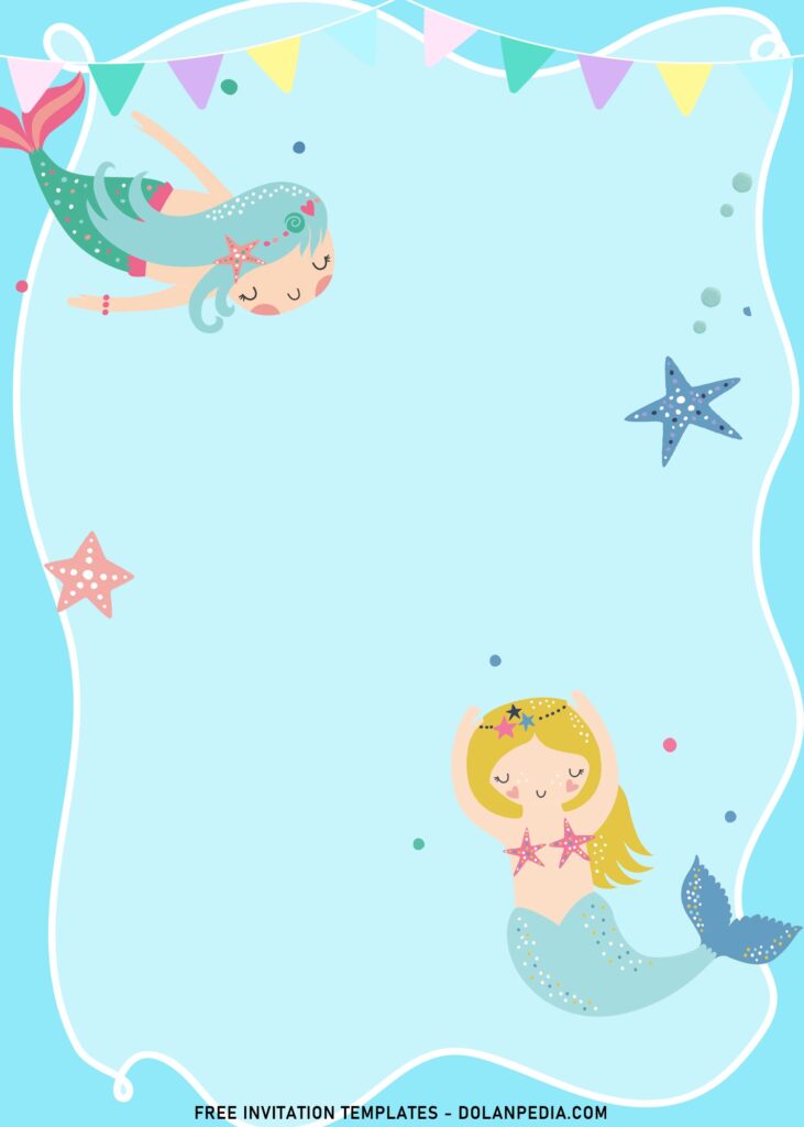 9+ Colorful Mermaid And Friends Birthday Invitation Templates with Star Fish