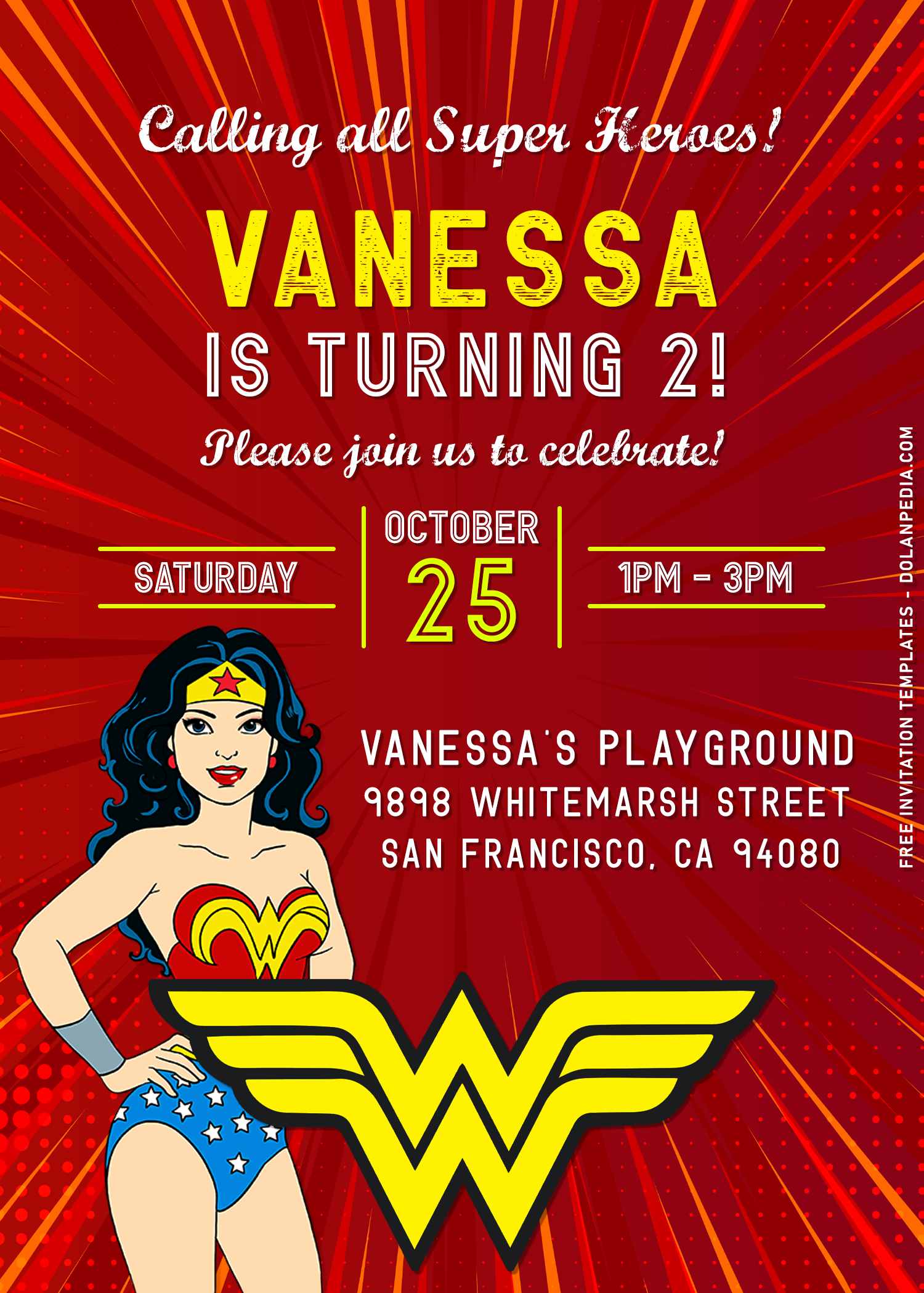 Free Wonder Woman Party Invitation Template Printable Templates free-wonder-woman-party-invitation-template-printable-templates