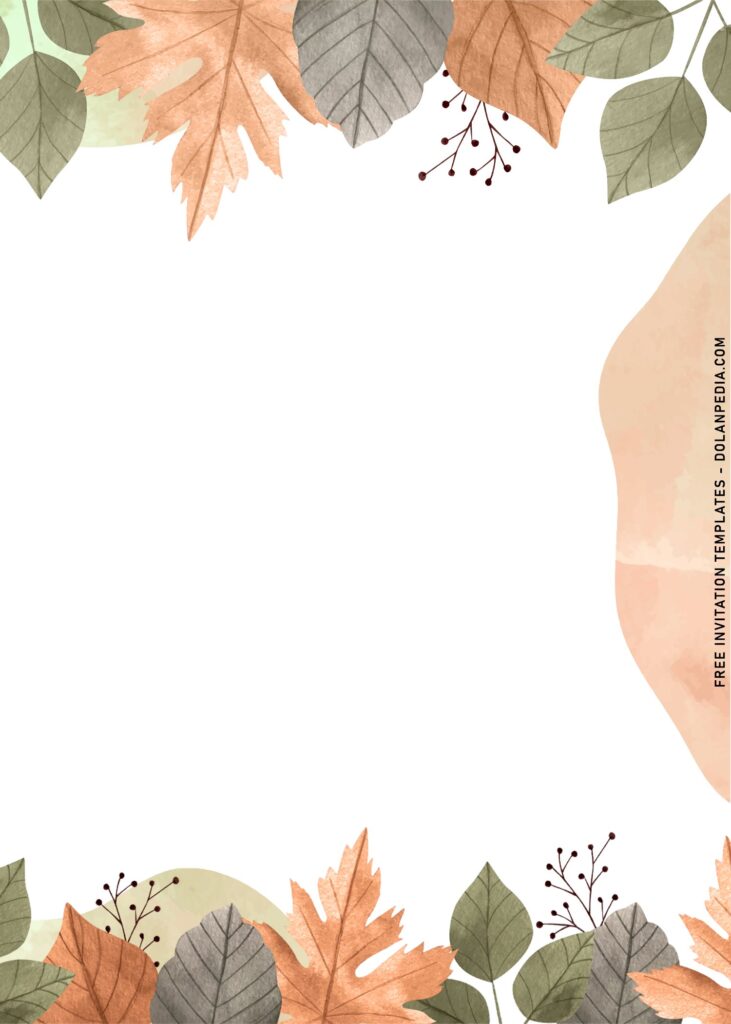 11+ Beautiful Autumn Leaves Border Birthday Invitation Templates with watercolor greenery leaves
