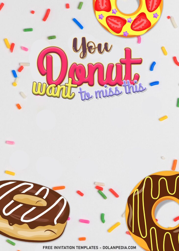 7+ Girls Donut Want To Miss This Party Invitation Templates For All Ages with choco glazed donuts