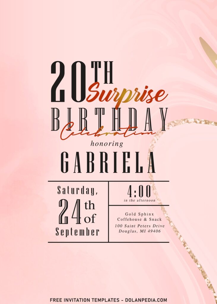 8+ Delightful Marble And Rose Gold - Elegant 20th Birthday Invitation Templates