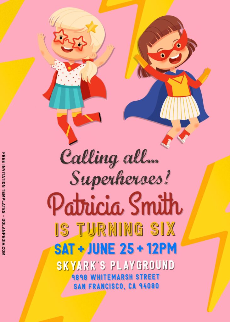 7+ Sweet Pink Little Girls Superhero Birthday Invitation Templates