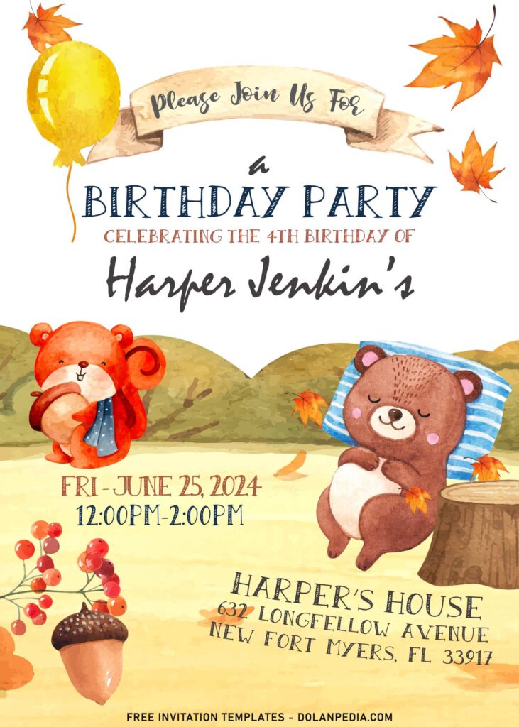 8+ Beautiful Watercolor Safari Animals Birthday Invitation Templates