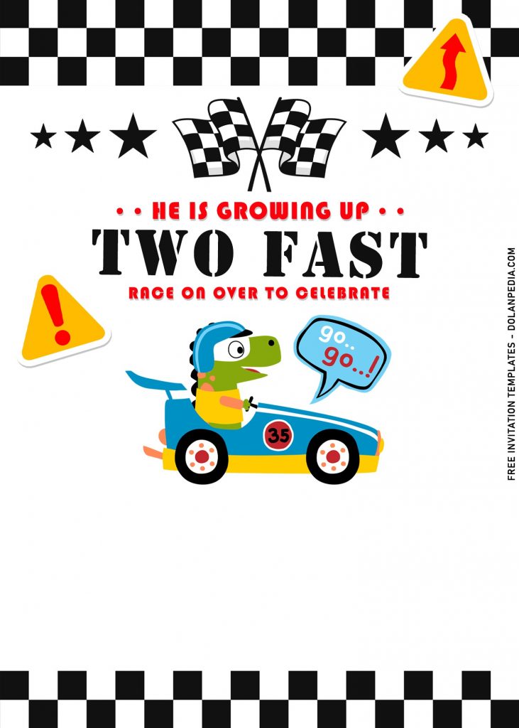 8+ Race On Over Two Fast 2nd Birthday Invitation Templates with cute formula one car