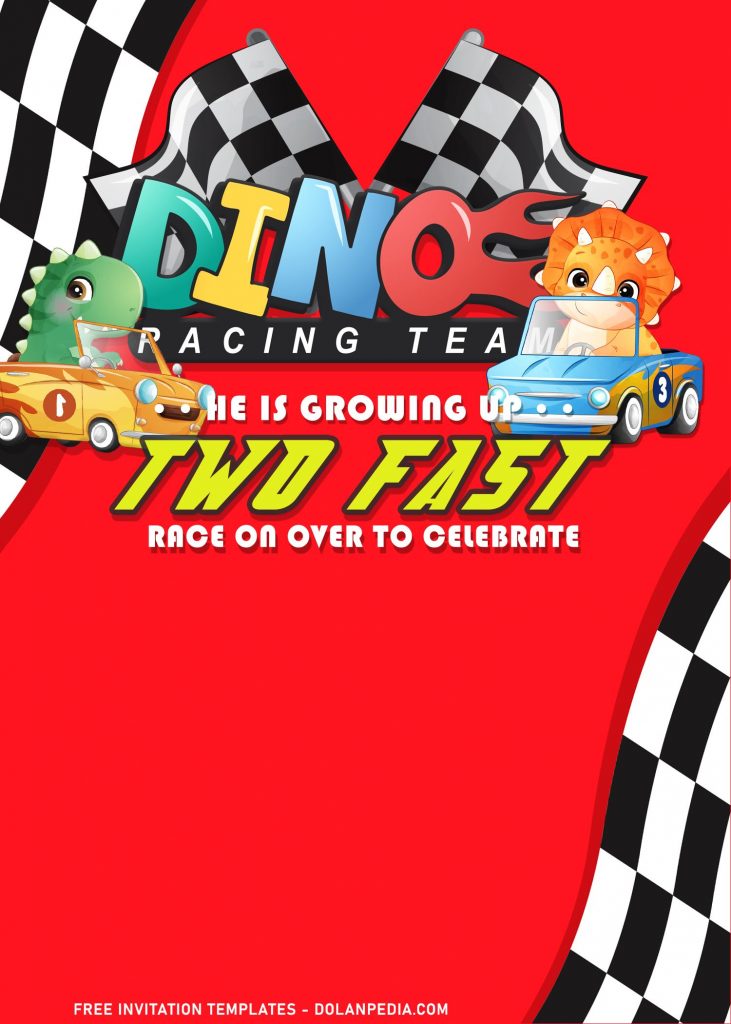 8+ Two Fast Dino Racing Team Birthday Invitation Templates with dino racing team logo