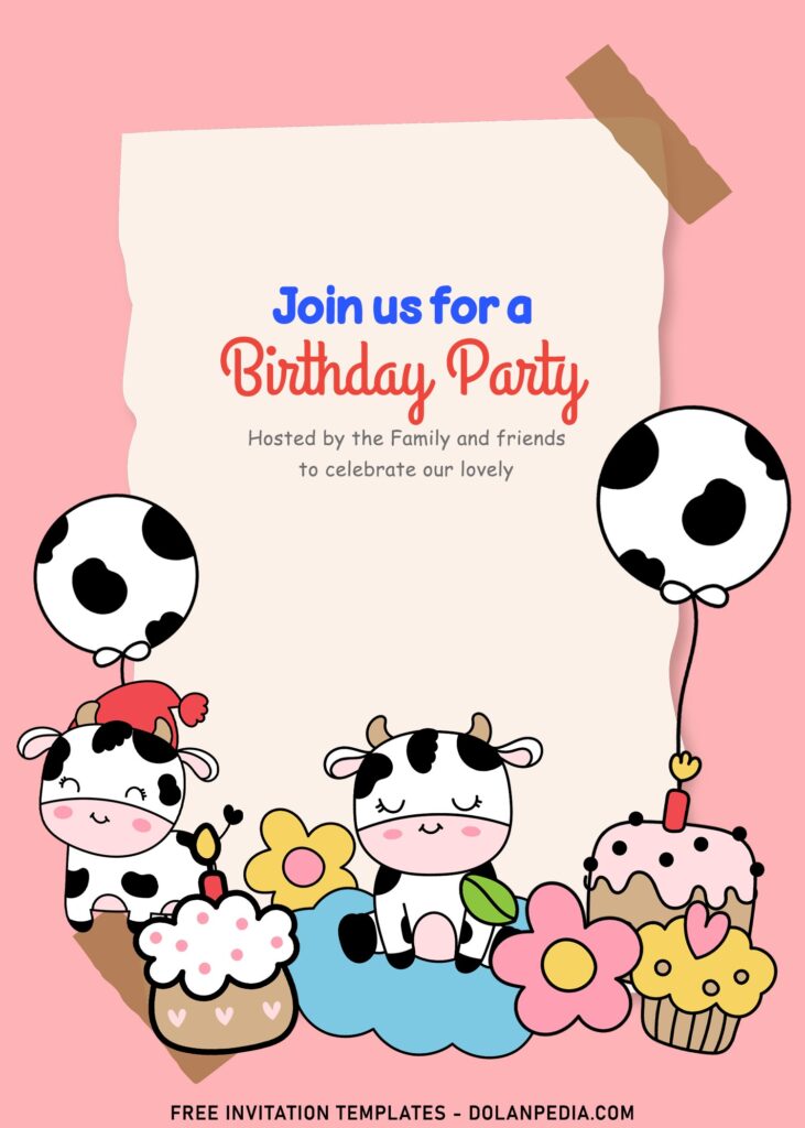 10+ Personalized Holy Cow Birthday Invitation Templates For All Ages with adorable cows