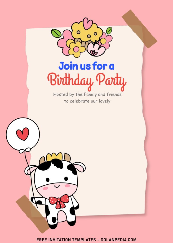 10+ Personalized Holy Cow Birthday Invitation Templates For All Ages with pink background