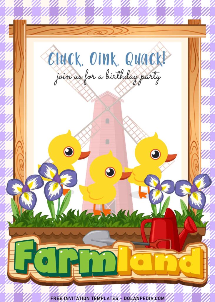 11+ Adorable Farmland Party Invitation Templates For Preschooler with windmill