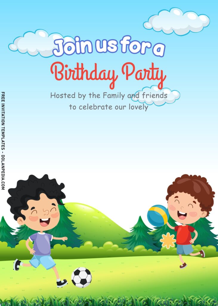 11+ Endearing Kids Playground Birthday Invitation Templates with kids play soccer