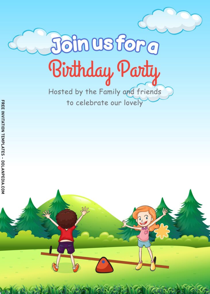 11+ Endearing Kids Playground Birthday Invitation Templates with forest background