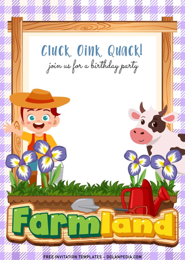 11+ Adorable Farmland Party Invitation Templates For Preschooler with cute little farmer