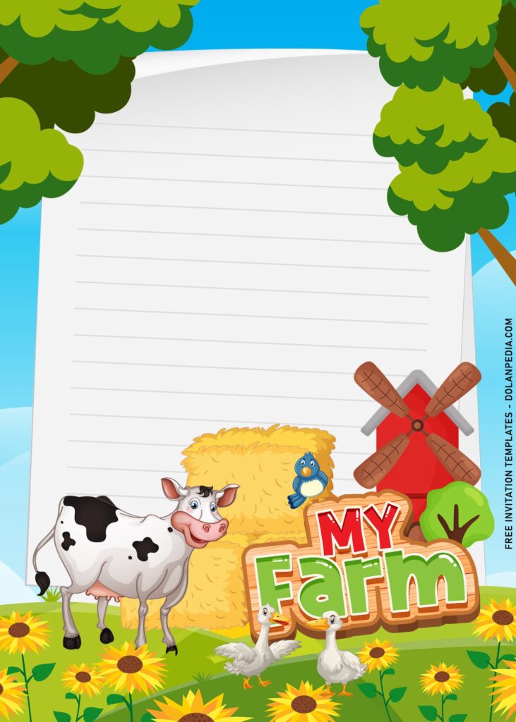 9+ Lovely Party In The Farm Birthday Invitation Templates with adorable cow
