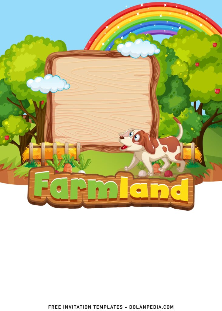9+ Cartoon Farm Animals Girls Birthday Invitation Templates with cute dog