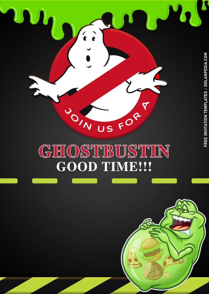 11+ Cartoon Cute Ghostbuster Birthday Invitation Templates with green slime border