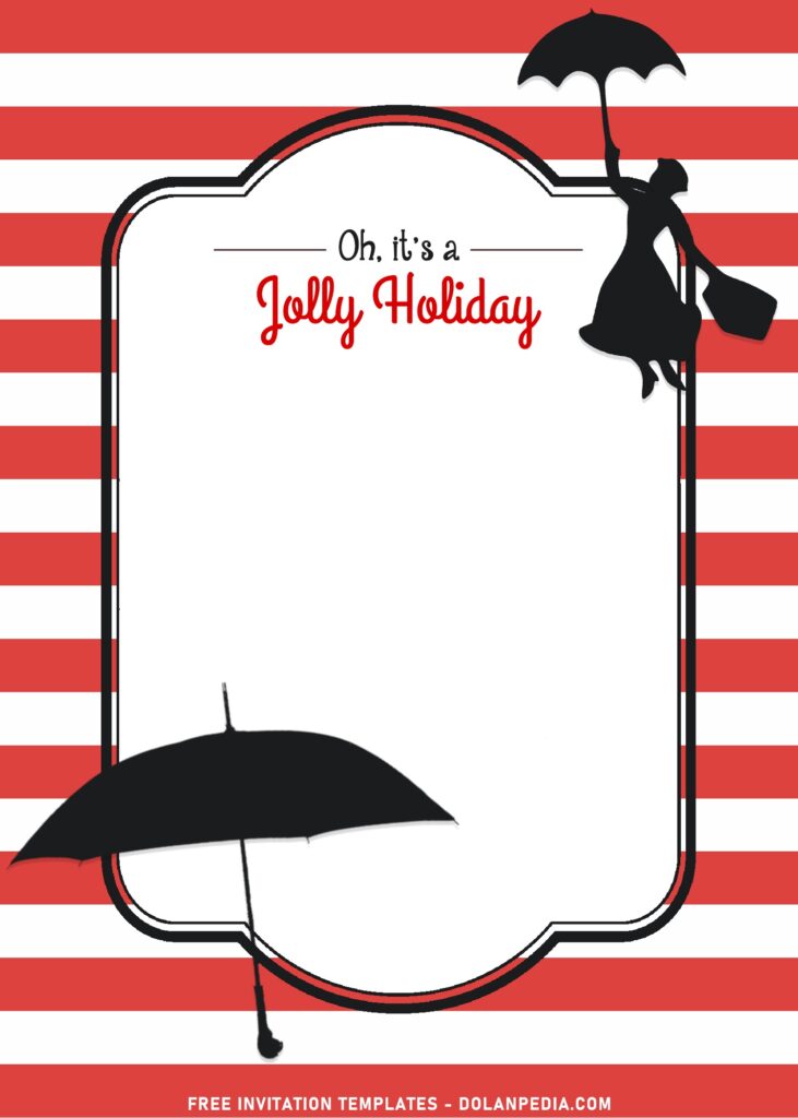 7+ Fabulous Mary Poppins Birthday Invitation Templates with Mary Poppins in black silhouettes