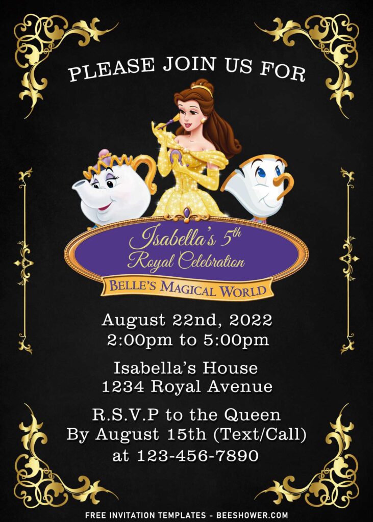 8+ Belle Birthday Invitation Templates For An Enchanting Girl's Birthday