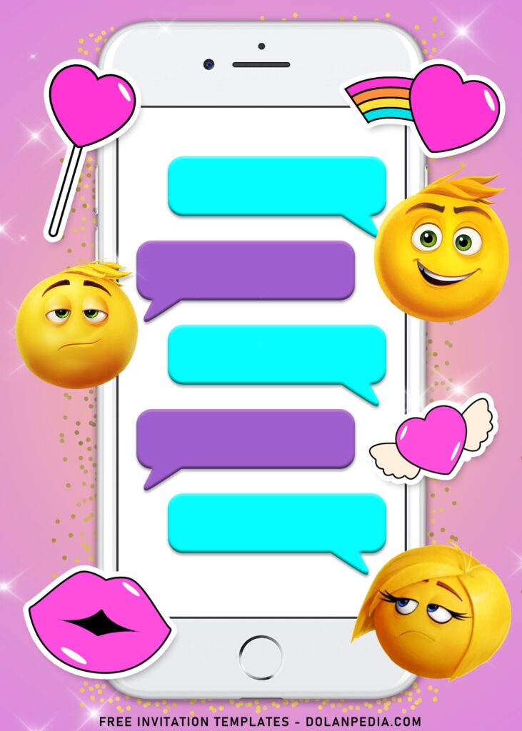 8+ Emoji Pink Glitter Girl Birthday Invitation Templates with beautiful Pink Gradient background